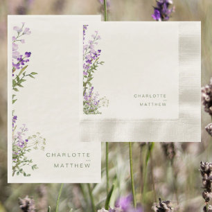 Simple Greenery Lavender Square Wedding Serviette