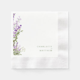 Simple Greenery Lavender Wedding Cocktail Serviette