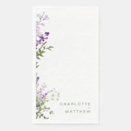 Simple Greenery Lavender White Wedding Serviette