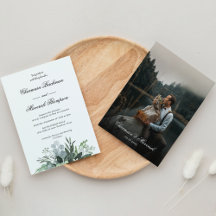 Simple Greenery Leaf Foto Schwarz-weiß Wedding