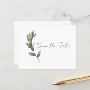 Simple Greenery Save the Date Postcard Postkarte