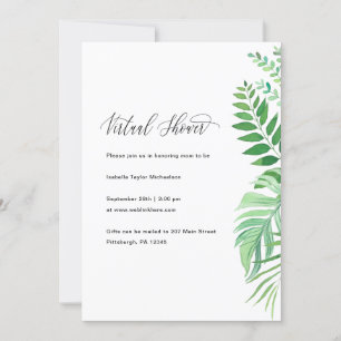 Simple Greenery Virtual Baby Shower Einladung