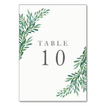 Simple Greenery Wedding Tischnummer Card