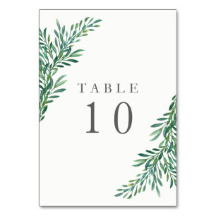 Simple Greenery Wedding Tischnummer Card