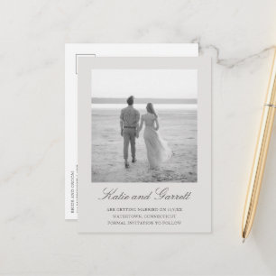 Simple Grey Elegant Wedding Save the Date Ankündigungspostkarte