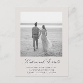 Simple Grey Elegant Wedding Save the Date Ankündigungspostkarte