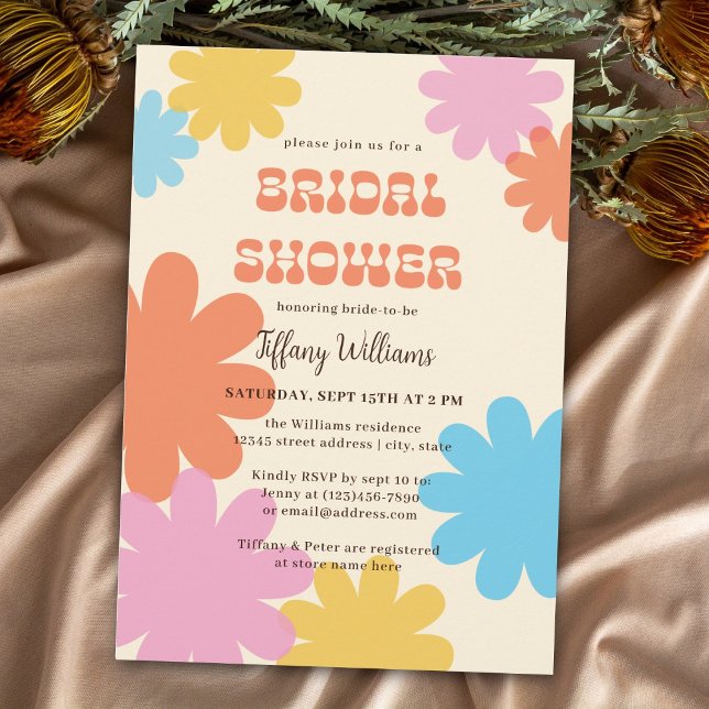 Simple Groovy Blume Brautparty Einladung (Von Creator hochgeladen)
