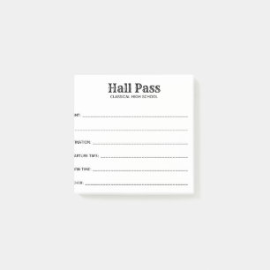 Simple Hall Pass Post-it Klebezettel