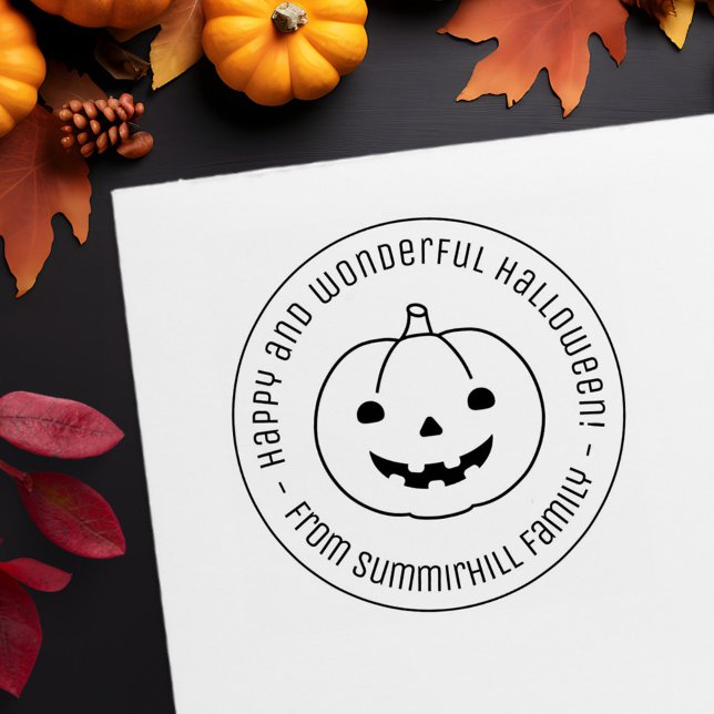 Simple Halloween Pumpkin Round Message Gummistempel (Von Creator hochgeladen)