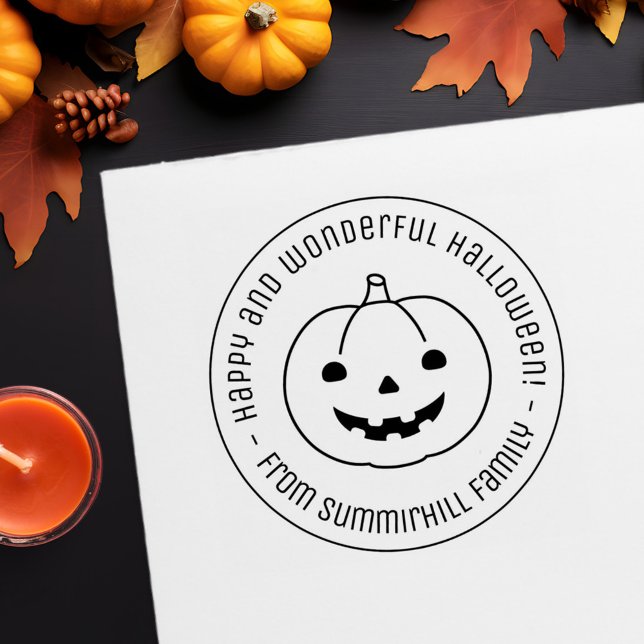 Simple Halloween Pumpkin Round Message Permastempel (Von Creator hochgeladen)
