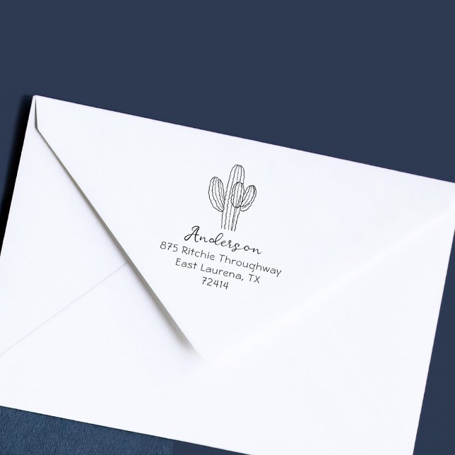 Simple Hand-drawn Cactus Script Return Address Gummistempel (Von Creator hochgeladen)