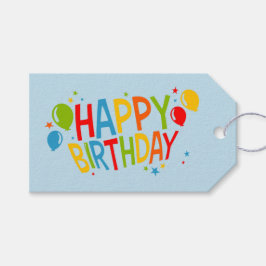 SImple Happy Birthday Gift Tag mit Balloons Geschenkanhänger