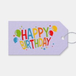 SImple Happy Birthday Gift Tag mit Balloons Geschenkanhänger