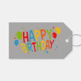 SImple Happy Birthday Gift Tag mit Balloons Geschenkanhänger