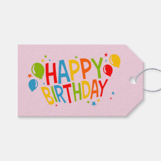 SImple Happy Birthday Gift Tag mit Balloons Geschenkanhänger
