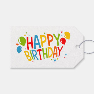 SImple Happy Birthday Gift Tag mit Balloons Geschenkanhänger
