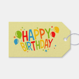 SImple Happy Birthday Gift Tag mit Balloons Geschenkanhänger