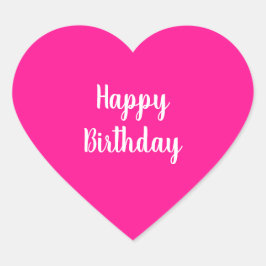 Simple Happy Birthday Hot Pink Herz-Aufkleber