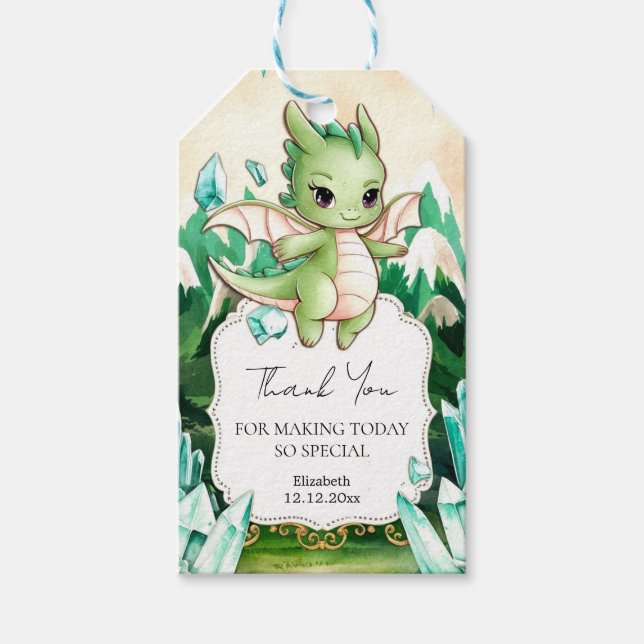 Simple Happy Dragon Baby Shower Geschenkanhänger (Vorderseite)