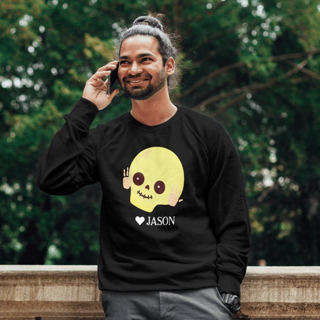 Simple Happy Halloween Boo Skeleton Skull Sweatshirt (Von Creator hochgeladen)