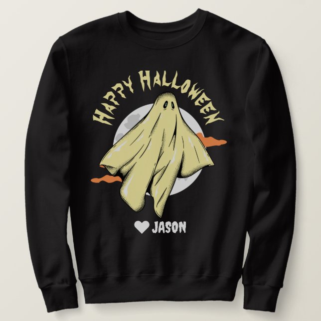 Simple Happy Halloween-Gespenst Sweatshirt (Design vorne)