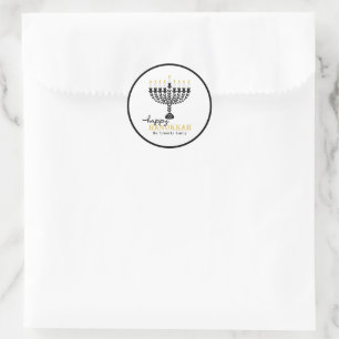 Simple HAPPY HANNUKAH Menorah Runder Aufkleber