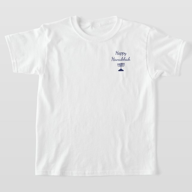 Simple Happy Hanukkah Blue Menorah T-Shirt (Ablage )