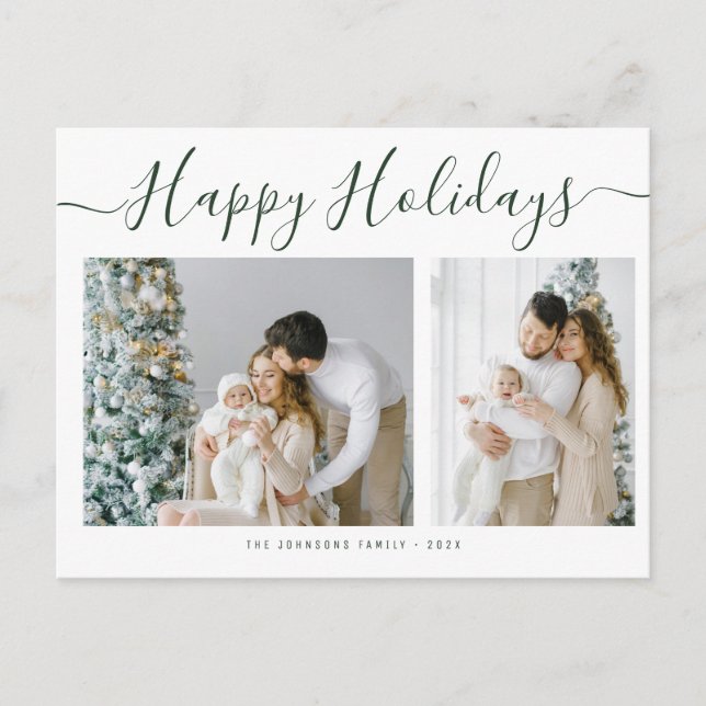 Simple Happy Holidays Family Photo Christmas Postkarte (Vorderseite)