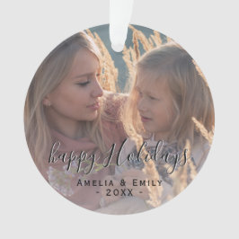 Simple Happy Holidays Script Weihnachten im Foto Ornament