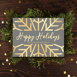 Simple Happy Holidays Snowflake Gold Business Karte