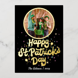 Simple Happy St Patricks Day Kleeblatts Familie Folien Feiertagskarte