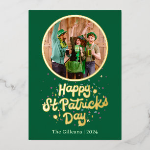 Simple Happy St Patricks Day Kleeblatts Familie Folien Feiertagskarte