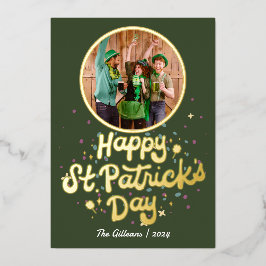 Simple Happy St Patricks Day Kleeblatts Familie Folien Feiertagskarte