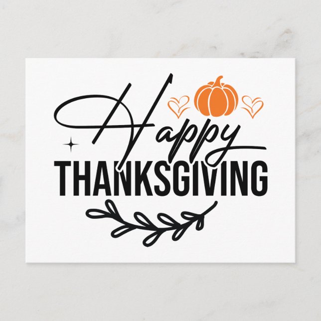 Simple Happy Thanksgiving Pumpkin Postkarte (Vorderseite)