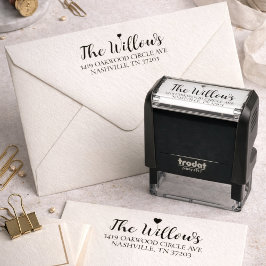 Simple Heart | Family Name & Return Address  Permastempel