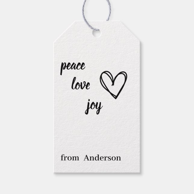 Simple Heart joy Peace - Liebe Weihnachten Geschenkanhänger (Vorderseite)
