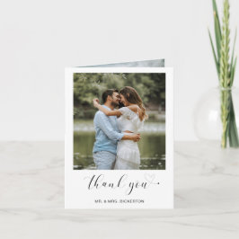 Simple Heart Minimalistisch Script Wedding Foto Dankeskarte