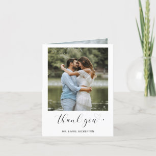 Simple Heart Minimalistisch Script Wedding Foto Dankeskarte