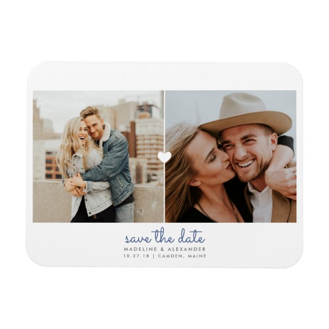 Simple Heart Save the Date Foto Magnet (Horizontal)