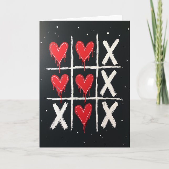 Simple Hearts Tic Tac Toe Karte (Vorderseite)
