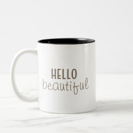 Simple Hello Beautiful Typografie Zweifarbige Tasse