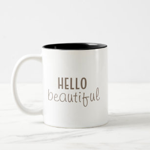 Simple Hello Beautiful Typografie Zweifarbige Tasse