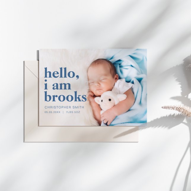 Simple Hello I Am Birth Announcement Card Einladung (Von Creator hochgeladen)