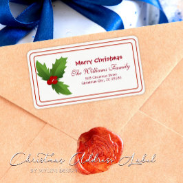 Simple Holly Berries Watercolor Weihnachtsadresse Adressaufkleber