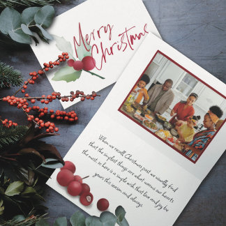 Simple Holly Frohe Weihnachten Wasserfarbe Foto