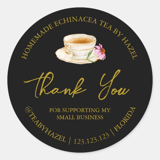 Simple Homemade Echinacea Tee Danke Label Runder Aufkleber (Vorderseite)