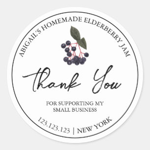 Simple Homemade Elderberry Jam Danke Label Runder Aufkleber