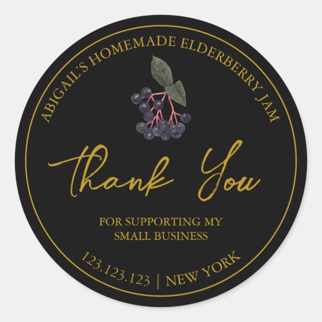 Simple Homemade Elderberry Jam Danke Label Runder Aufkleber (Vorderseite)