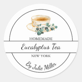 Simple Homemade Eucalyptus Tea Label Runder Aufkleber