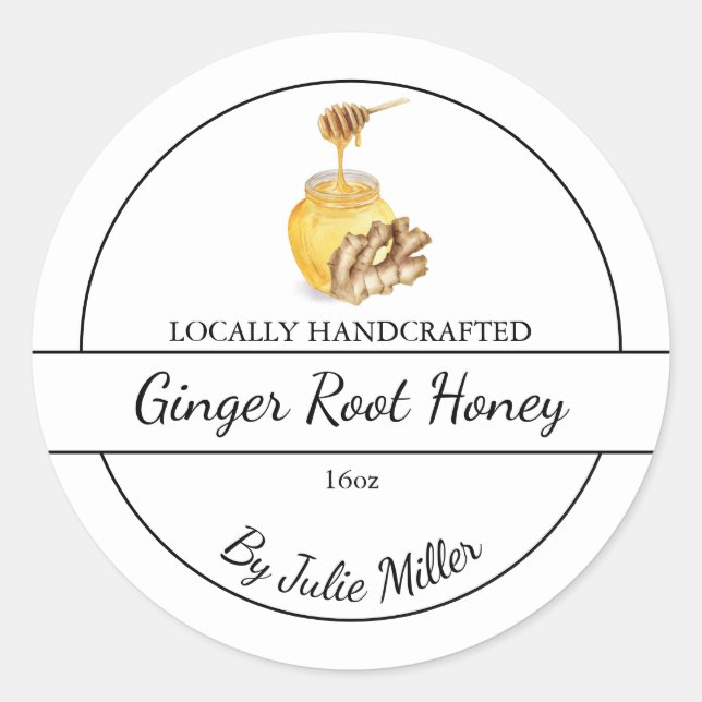 Simple Homemade Ginger infused Honey Label Runder Aufkleber (Vorderseite)